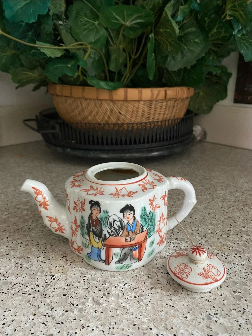 Vintage Chinese Porcelain Lobed Lidded Teapot